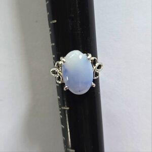 BLUE CHALCEDONY TITANIUM FOREVER WEAR SILVER NEW SIZE 6 RING